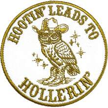 Hootin' Leads To Hollerin' Patch 3 Inches Funny Sarcastic Owl Western Cowboy Country Iron On/Sew On Embroidery Fabric Applique Patches Trucker Hats Clothes Backpack Accessories Friends Gifts - 修補 - 查看 1
