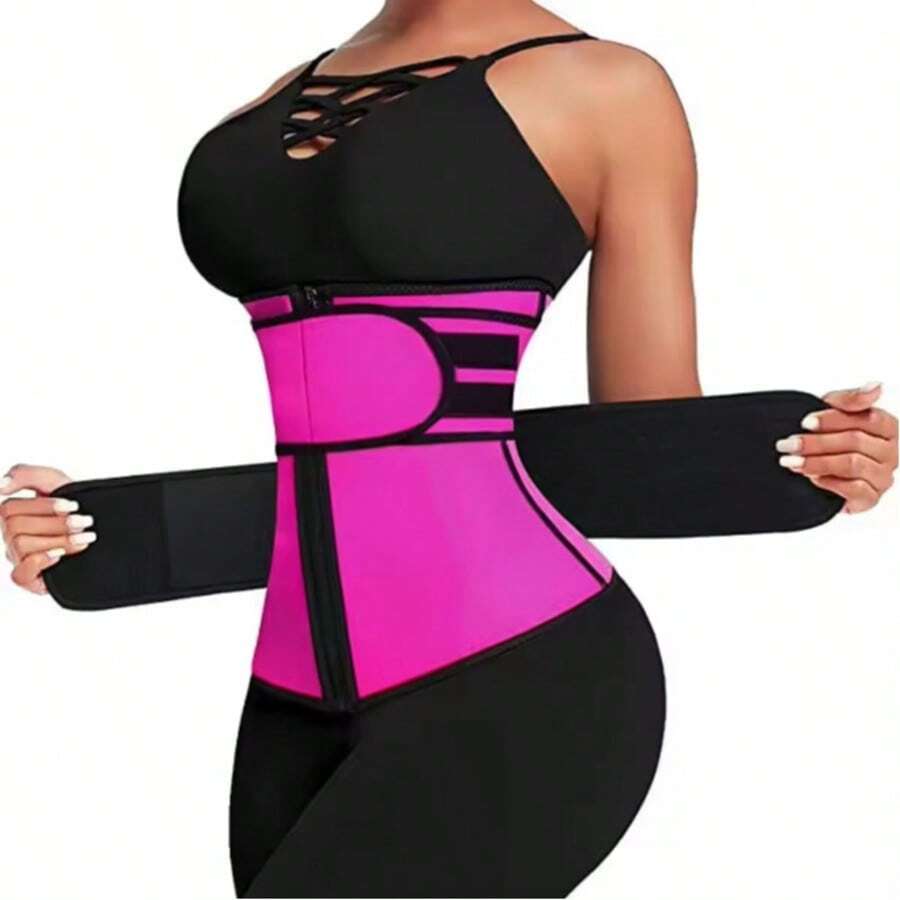 Neoprene Waist Trainer For Women - Adjustable Double Belt Design, Sweat-Resistant, Slimming Shapewear With Heavy-Duty Trimming And Support For Enhanced Comfort And Style, Workout Accessories - Multicolor - View 1
