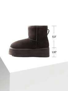 Women's 1.96 Inch Platform Ankle Winte Snow Boots Genuine Suede Classic – Faux Fur Lining Water-Resistant With DIY Bows,, Memory Foam Insole, And Anti-Slip Outsole Christmas Holiday Festive Brown Boots - 棕色 - 查看 2