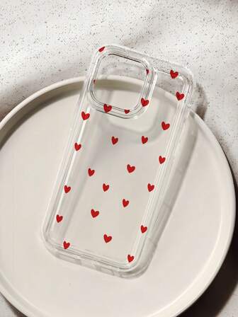 1pc Transparent Air Cushion Heart Design Phone Case Compatible With IPhone 16 Pro Max/16 Pro/16, 12/13/14, 15 Plus/15 Pro/15/13 Pro Max, Protective Cover For Women, Also Fits S21/S22/S23/S24/S25, A21/A23/A35/A55/A54/A53/A23/A16/A17
