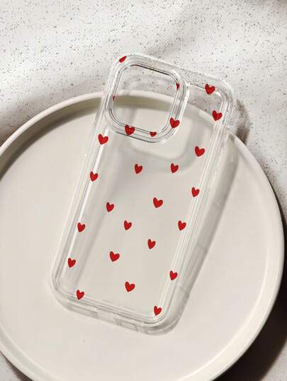 1pc Transparent Air Cushion Heart Design Phone Case Compatible With IPhone 16 Pro Max/16 Pro/16, 12/13/14, 15 Plus/15 Pro/15/13 Pro Max, Protective Cover For Women, Also Fits S21/S22/S23/S24/S25, A21/A23/A35/A55/A54/A53/A23/A16/A17