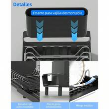 DAYONE Escurridor de Trastes Extense soe Fadero - Organizador de Acero Inoxidable con Base Austable para Secar Platos y nsilios - PequeñoExtensibleNegro - Ver 3