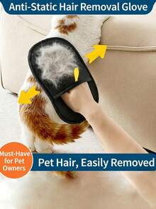 双面宠物毛发去除手套 - 猫狗专用去毛梳理刷 - 黑色 - 查看 4