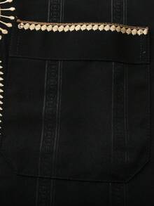 Túnica larga de estilo de Oriente Medio para hombres, túnica larga bordada en negro y dorado, corte holgado, uso diario musulmán - Negro - Ver 7