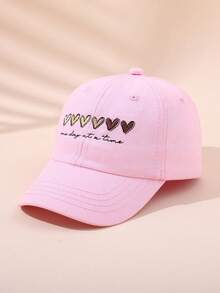 1顶幼儿/女童棒球帽（1-8岁） - “活在当下”心理健康意识积极标语帽，可爱爱心刺绣可调节防晒儿童帽，男女通用休闲时尚帽 - 愛心刺繡 - 查看 11
