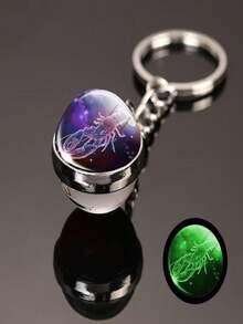 12 Zodiac Constellations Luminous Double-Sided Glass Keychain, Portable High-Quality Happiness! Hang On Bags, Keys, Luggage To Instantly Brighten Up Your Everyday Life. Zodiac Guardian Symbol For Yourself Or As A Gift To Friends, Let Your Exclusive Constellation Accompany You Everywhere By Hanging On Bags, Keys, Luggage. - Multicolor - View 6
