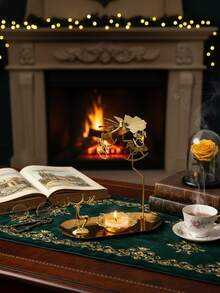 1pc Rotating Carousel Golden Hot Wax Rotating Candle Holder Decor, Windmill Print, Creative Halloween Christmas Gift, Rotating Candle Holder Set, Suitable For Romantic Wedding, Christmas Party, Home Dining Table Decor, Holiday Gift (Style Random)