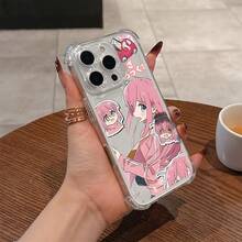 Estuche Transparente Antigolpes para iPhone 16, 15, 14, 13, 12, 11 Pro Max, X, XR, XS Max, 8, 7 Plus - Anime Bocchi The Rock - Color 1 - Ver 7