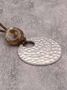 1pc Fashionable Minimalist Creative Cross Resin Inlaid Necklace, Personalized Brown Wax Rope Long Chain Necklace, Gift For Girlfriend, Boyfriend, Mother, Loved Ones, Festival Accessory - Cross - View 3