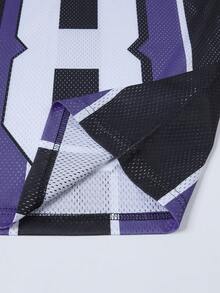 Áo thun nam thời trang thể thao phong cách Los Angeles, cổ chữ V, tay ngắn, in sọc, chất liệu lưới, in số 08, thiết kế phối họa tiết tối giản, phù hợp cho trang phục thường ngày mùa xuân/hè, phong cách đường phố. - màu đen - Xem 3