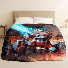 1pc " Classic Beam Battle Stance" Themed Blanket, Retro Comic Style, Soft Skin-Friendly, All-Season Use, Ideal Gift For Fans - Nhiều màu - Xem 3