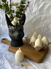 1个8合1硅胶蛋形模具，DIY复活节彩蛋香薰蜡烛模具，节日家居装饰/礼品摆件环氧树脂模具，手工艺品制作铸造模具，艺术装饰石膏模具 - 白色 - 查看 10