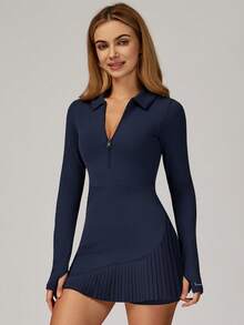 MASKERT Women's Shirt Collar Tennis Skirt, Women's Jumpsuit, Running And Fitness Clothing, Sports Tank Top Skirt, Fitness And Yoga Clothing, Comfortable And Skin-Friendly For Home Leisure, Versatile