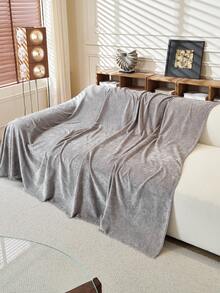 1 buah Sarung Sofa Rumbai Chenille Warna Polos, Ramah Hewan Peliharaan, Tahan Lama, Dapat Dicuci, Pelindung Sofa Dekorasi Liburan, Cocok untuk Sofa 1/2/3/4 Dudukan - Light Grey - View 8