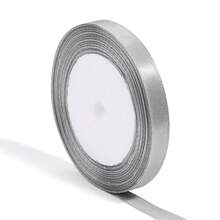 25 Yards/Roll Silver Gray Polyester Gift Wrapping Ribbon, Suitable For DIY Woven Hair Accessories, Clothing, Shoes, Bags, Flower, Gift Box Packaging, Holiday Party Decorations - Grey - View 11