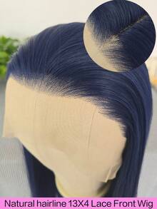 websterwigs 蓝色假发 长直发 海军蓝 合成蕾丝前假发 预拔 自然发际线 耐热纤维头发 角色扮演 日常佩戴假发