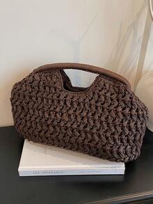 BAILEE New Handmade Woven Straw Clutch Bag, Suitable For Shopping, Casual Outings, Vacations, Gatherings And Parties, Straw Bag ,Holiday - Coffee Brown - View 14