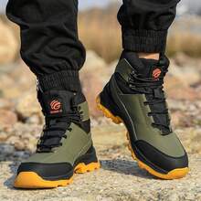 Men's Steel Toe Shoes Waterproof Soft Durable Work Boots Indestructible Comfortable Work Boots Anti-Slip Work Shoes Women's Work Shoes - 軍綠色 - 查看 2