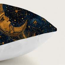1 Stück Galaxy Gold Mond Sonne Stern Muster Kissenbezug, einseitiger Muster, weiches Pfirsich-Samt Material, 40*40/45*45/50*50 cm Kissenbezug geeignet für Heim-Innenraum, Wohnzimmer Dekoration, Party Dekoration, Feiertags-Sofa Dekoration Kissenbezug Geschenk, ohne Kissenfüllung - Verschiedenfarbig - Übersicht 9