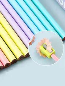 Macaroon Triangle Pencil Bright Basswood With Rubber Pencil Sketch Painting Learning Stationery. - Multicolor - View 5