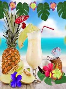 36/54/60pcs Tropical Party Decorations - Palm Leaves, Hibiscus Flowers Etc. - Perfect For Jungle, Party, Birthday, Beach And BBQ Themes! Easter, Christmas, Halloween, Valentine's Day, Ramadan Gifts, Suitable For Luau, And Jungle Theme Parties - Durable Artificial Home & Event Decor, Luau Supplies | Colorful Floral Accents, Hawaiian Party Decorations - Multicolor - View 6