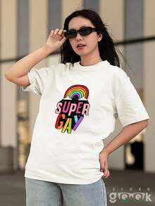 Super Gay LGBT Pride Rainbow T-Shirt REF 3310 FLUXO GEEK - trắng - Xem 6