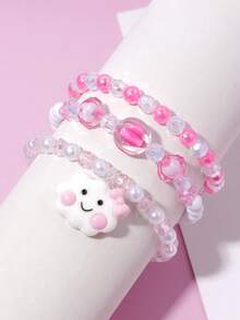 3pcs/Set Charming Cloud Pendant Bracelet Multicolor DIY Beaded Jewelry Jewelry Bracelet Set For Girls Campus Birthday Holiday Party Gift Accessories Daily Casual College Vacation Set Colorful Beads Color Random - Multicolor - View 6