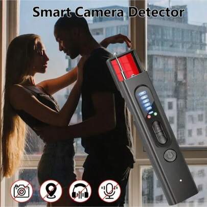 Hidden Camera Detector Portable Hotel Anti-Peeping. Anti-Eavesdropping Camera Detector. Wireless Signal GPS Anti-Tracking Detector, 5-Speed Adjustment, Long Standby, And Charging Through USB. It Is Small And Portable, Which Is Very Suitable For Privacy Protection. Used In Anti-Candid, Anti-Tracking, Hotel Security, Holiday Gifts.