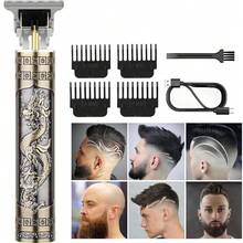 HIENA 1/2pcs Professional Men's Hair Clipper Set, Wireless USB Rechargeable Lithium Battery, ABS Material, Digital Display, Barber And Home Choice, Ideal Home Gift - Bronze - View 11