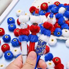 20pcs/Set Winter Christmas Style Super Soft Faux Fur Beads Big Hole Macaron Color Round Focal Beads For Pen Jewelry Making DIY Fashion Accessories Perfect For Creating Unique Bracelets Pen Decoration - Multicolor - View 10