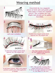 1 Cặp mi giả từ tính không cần keo, có kẹp, dễ dàng đeo và tháo, tạo kiểu trang điểm mắt cánh tự nhiên. - Lông mi Manga nhọn - Xem 3