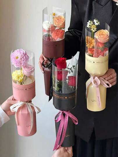 10 piezas Nuevas Tarjetas de Envoltura de Flores Rectas, Perfectas para el Día de San Valentín, Floristerías, Navidad, Día de la Madre, Pascua, Regalos de Año Nuevo, Papel de Envoltura de Ramo de Rosas DIY Portátil, Soporte de Ramo Portátil, Empaque de Regalo Creativo, Papel de Envoltura Hecho a Mano