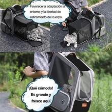 zxr Genérico Mochila Extensible Mascotas Mochila Mascotas Viaje Transpirable Transportadora Gato Perros Pequeños y Gatos con Correa Interior y Alfombrilla para Mascotas. Blue89 - Azul - Ver 6