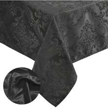 Home Fashions Caiden Elegance - Mantel de Tela de Damasco Impermeable, Resistente a Las Manchas y Las Arrugas, 60 x 144 Pulgadas, Rectangular/Rectangular, Gris Pardo(213.4 x 152.4 cm (Rectangular) Negro) - Multicolor - Ver 2