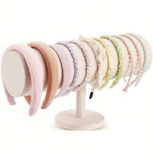 1pc Elegant Beige Velvet Headband Stand, Round Bottom Stable Design, Suitable For Hair Accessory Daily Storage & Display Showcase - Multicolor - View 4