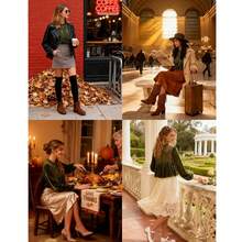 Velvet Trim Lace Blouse Women Long Sleeve Elegant Swing Top Flared Hem Round Neck Casual Blouse Tunic - xanh quân đội - Xem 6