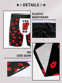 1 chiếc quần boxer nam - Màu đen, in hình môi đỏ và thiết kế sáng tạo "Có/Không", quà tặng bất ngờ cho các cặp đôi trong dịp lễ, thích hợp cho Ngày Valentine, Lễ Thất Tích, 520, Giáng sinh, Năm mới, Kỷ niệm | Thoải mái khi mặc thường ngày - màu đen - Xem 6