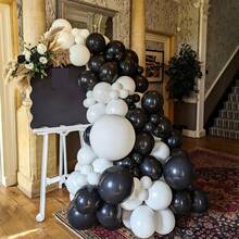 27 pezzi/48 pezzi Set di palloncini in lattice opaco nero e bianco da 10 pollici, adatti per feste di compleanno, decorazioni per matrimoni, anniversari, Capodanno, addii al celibato, archi di palloncini, rivelazione del , lauree, baby shower, San Valentino, ritorno a scuola, feste con palloncini, accessori fotografici, decorazioni per interni ed esterni - Pelle color oro metallizzato - Visualizzare 4