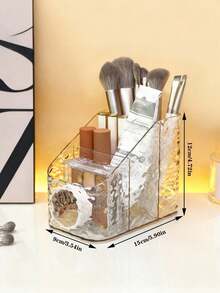 Caja de almacenamiento de cosméticos premium, estantería de almacenamiento transparente, estantería de almacenamiento de cosméticos, bolsa de maquillaje, esencial de viaje - transparente - Ver 4