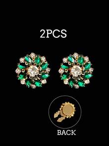 مجموعة أزرار/أزرار أكمام وحيدة/قطعتين، مجموعة أزرار قمصان/رسمية، قاعدة نحاسية بزهرة بلورية خضراء، أزرار زخرفية حرفية، مجموعة أزرار صدفية، إكسسوار أنيق للأعمال والاستخدام اليومي والحفلات والهدايا الزفاف - زهرة - مشاهدة 15