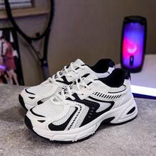 复古运动厚底运动鞋，2025春秋新款女式撞色轻便透气跑步鞋，减震厚底坡跟休闲运动鞋，学生款