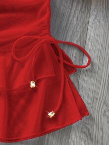 PEPPERMOLLY Ladies' Swimsuit Sexy And Fashionable White Swimsuit Bottoms Summer Beach Mesh Pleated Skirt