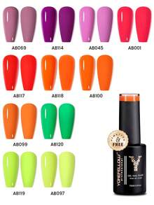 YOKEFELLOW TPO-Free & HEMA-Free 10ml Gel Nail Polish, Fluorescent Green Orange Pink Nails All Seasons Semi Permanent Manicure Nail Gel Polish Soak Off UV LED Nail Art Salon DIY For Women Girls - 彩色 - 查看 6