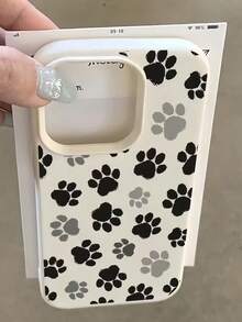 1个白色可爱黑色爪印简约全包覆TPU防震手机壳，兼容苹果17、16、15、14、13、12、11 Pro Max、Air和Series系列 - 彩色 - 查看 1