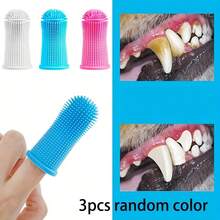 1支/3支装宠物软毛指套牙刷，适用于猫狗，狗狗牙齿清洁工具，指套直径2厘米 - 彩色 - 查看 4