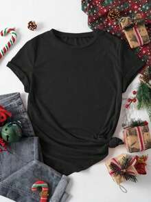 Customized Women Short Sleeve T-Shirt, Personalized Graphic Design, Upload Your Photo/Logo/Poster/Family Photo/Company Team Photo, Spring/Summer Ladies Tee, Valentine's Day Gift, Anniversary Gift, Music Festival, Wedding/Party Attire, Cultural Shirt, Holiday Present, Team Uniform Customization, Summer Tops, Charity Group Customized,Ornamental,Dawg,Unique,Custom,Ideal Gifts For Her,Family,Friends,Pink Girls,For Holiday,For Vacation,For Anniversaries,Chic Autumn,Street Casual Chic,Gym - 黑色 - 查看 6