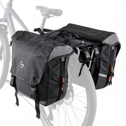 Durable 35L Bicycle Pannier Bag  Rear Rack Bag With Reflective Strips & Double Handles For Cycling, Travel & Urban Commute