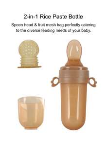 KUNT 1pc Baby Squeeze Fruit Puree Bottle, Multifunctional Soft Spoon, Baby Food Feeder, Silicone Nipple