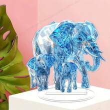 Estatua acrílica 2D - Estatua decorativa transparente y reflectante, adecuada para el hogar y la oficina, ideal como regalo de cumpleaños o graduación, excelente para estantería, sala de estar o exhibición en la entrada, decoración de elefante