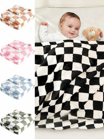 Ultra Soft And Fluffy Checkered Baby Swaddle Blanket – Premium Unisex Receiving Blanket For Newborns To Toddlers. Made Of Cozy Fleece, It Fits Baby Beds, Strollers And Nurseries. Gentle, Hypoallergenic And Machine Washable